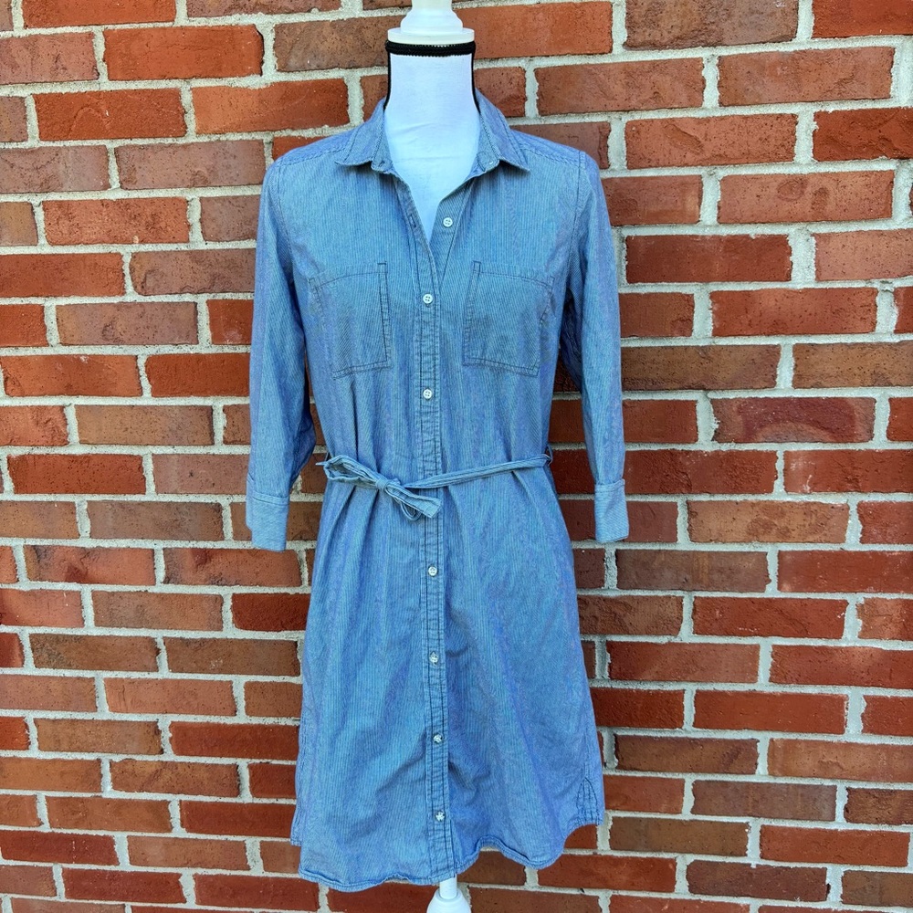 Calvin Klein Jeans Chambray Blue Long Sleeve Shirt Dress